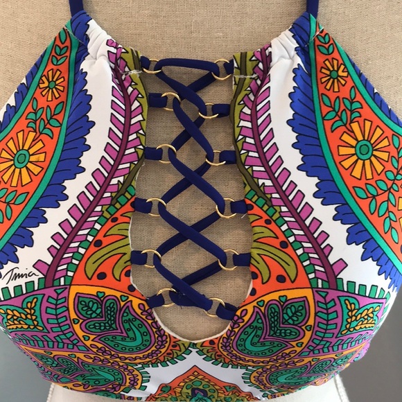 Trina Turk High Neck Bikini Top Paisley 8 - Picture 3 of 7